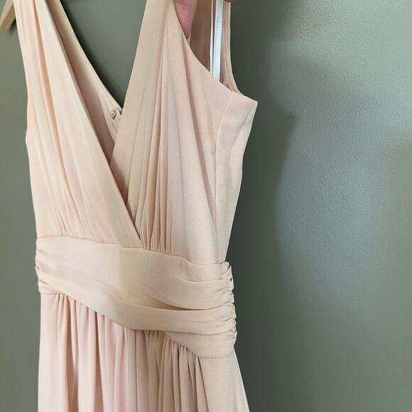 Lulus Thoughts of Hue Blush Surplice Maxi Dress Small Bridesmaid Light Pink - Picture 9 of 16